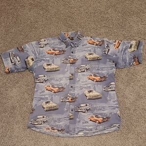RedHead Blue Car Print Casual Button Down Cotton Shirt